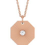 14K Rose .06 CT Natural Diamond Medallion 16-18" Necklace