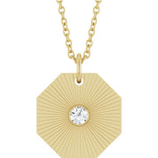 14K Yellow .06 CT Natural Diamond Medallion 16-18" Necklace