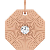 14K Rose .06 CT Natural Diamond Medallion Pendant