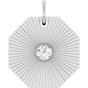 14K White .06 CT Natural Diamond Medallion Pendant