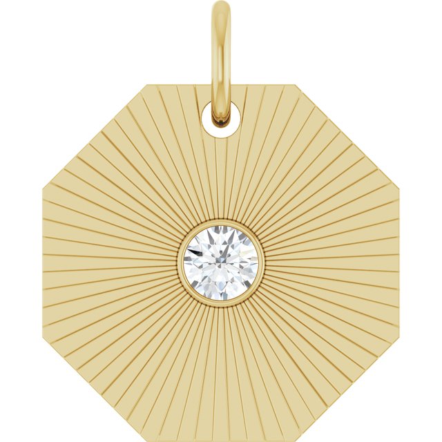 14K Yellow .06 CT Natural Diamond Medallion Pendant