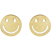 14K Yellow 4 mm Smiley Face Friction Earrings