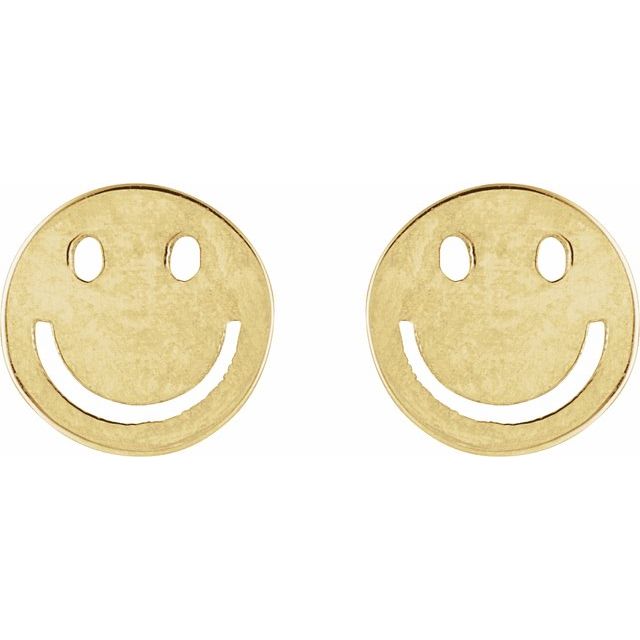 14K Yellow 4 mm Smiley Face Friction Earrings