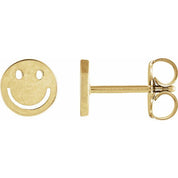 14K Yellow 4 mm Smiley Face Friction Earrings