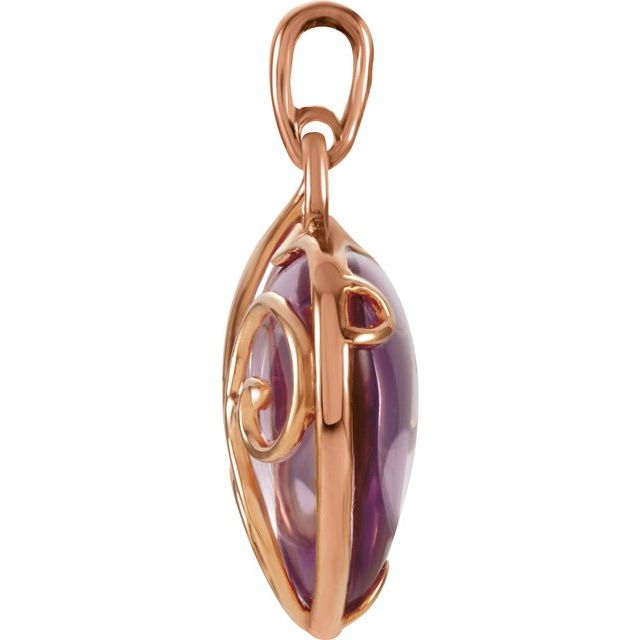 14K Rose Natural Rose de France Heart Pendant