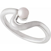 14K White Cultured White Freshwater Pearl Freeform Ring