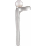 14K White Cultured White Freshwater Pearl Freeform Ring