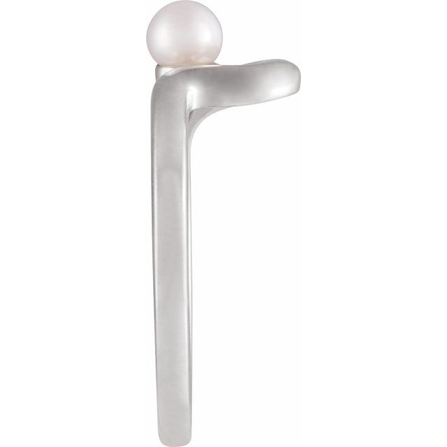 14K White Cultured White Freshwater Pearl Freeform Ring