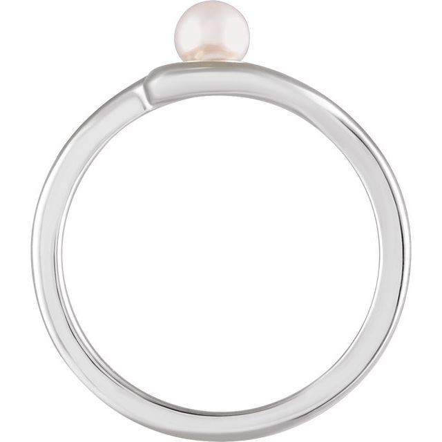 14K White Cultured White Freshwater Pearl Freeform Ring