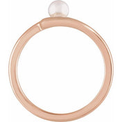 14K Rose Cultured White Freshwater Pearl Freeform Ring
