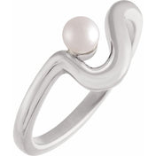 Platinum Cultured White Freshwater Pearl Freeform Ring