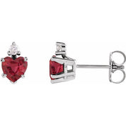 Sterling Silver Lab-Grown Ruby & .06 CTW Natural Diamond Stud Earrings