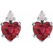 Platinum Lab-Grown Ruby & .06 CTW Natural Diamond Stud Earrings