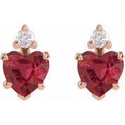 14K Rose Lab-Grown Ruby & .06 CTW Natural Diamond Stud Earrings