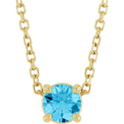 14K Yellow 4 mm Natural Aquamarine 16-18" Necklace