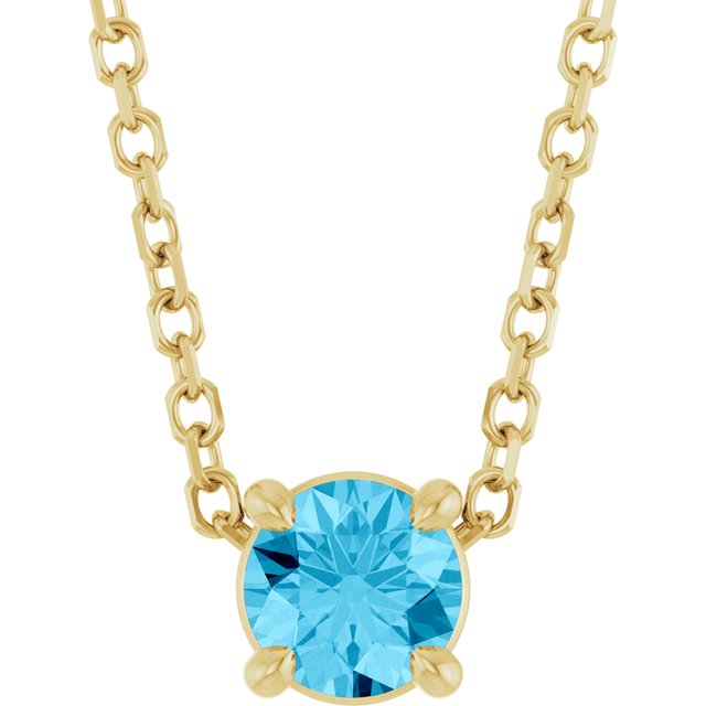 14K Yellow 4 mm Natural Aquamarine 16-18" Necklace