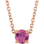 14K Rose 4 mm Natural Pink Tourmaline 16-18" Necklace