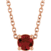 14K Rose 4 mm Natural Mozambique Garnet 16-18" Necklace