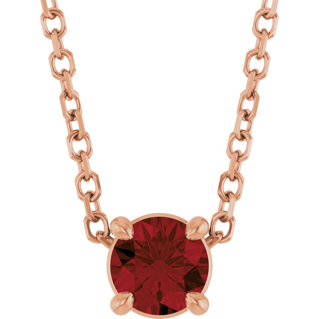 14K Rose 4 mm Natural Mozambique Garnet 16-18" Necklace