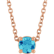14K Rose 4 mm Natural Blue Zircon 16-18" Necklace