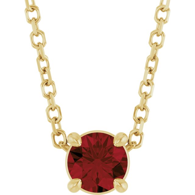 14K Yellow 4 mm Natural Mozambique Garnet 16-18" Necklace