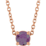 14K Rose 4 mm Lab-Grown Alexandrite 16-18" Necklace
