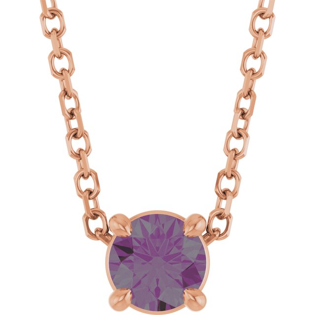 14K Rose 4 mm Lab-Grown Alexandrite 16-18" Necklace