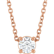 14K Rose 4 mm Natural White Sapphire 16-18" Necklace