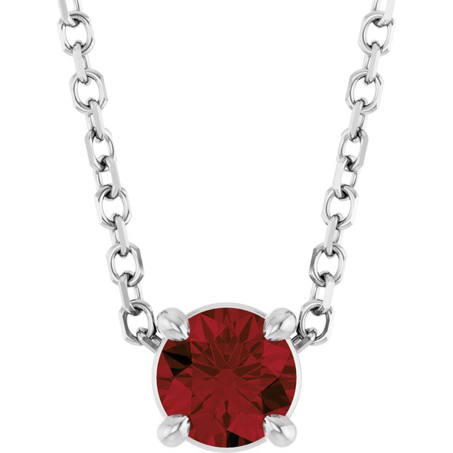 Sterling Silver 4 mm Natural Mozambique Garnet 16-18" Necklace