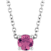 Sterling Silver 4 mm Natural Pink Tourmaline 16-18" Necklace