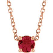 14K Rose 4 mm Lab-Grown Ruby 16-18" Necklace