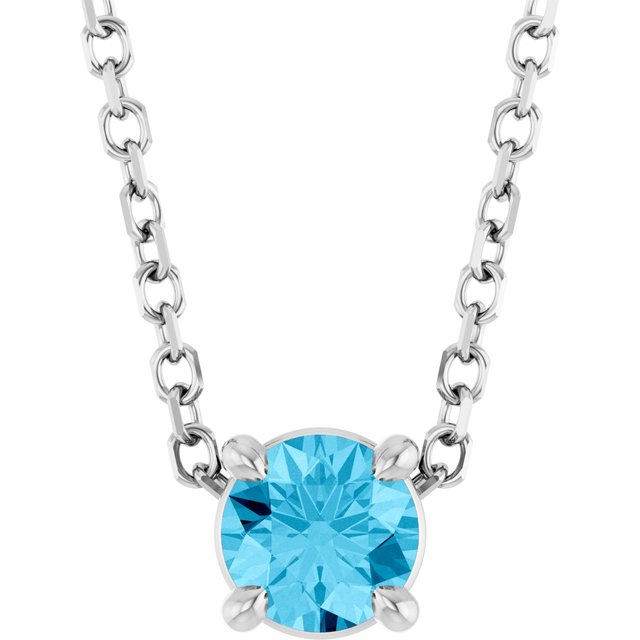 Sterling Silver 4 mm Natural Aquamarine 16-18" Necklace