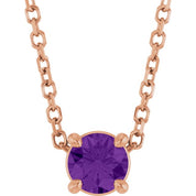14K Rose 4 mm Natural Amethyst 16-18" Necklace