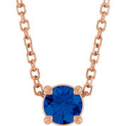 14K Rose 4 mm Lab-Grown Blue Sapphire 16-18" Necklace