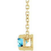 14K Yellow 4 mm Natural Aquamarine 16-18" Necklace