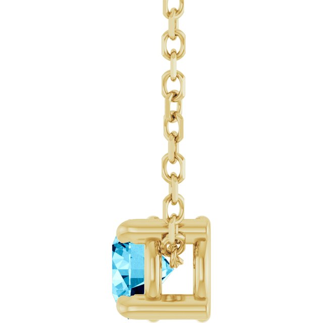 14K Yellow 4 mm Natural Aquamarine 16-18" Necklace