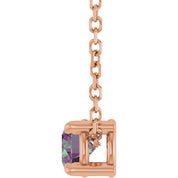 14K Rose 4 mm Lab-Grown Alexandrite 16-18" Necklace