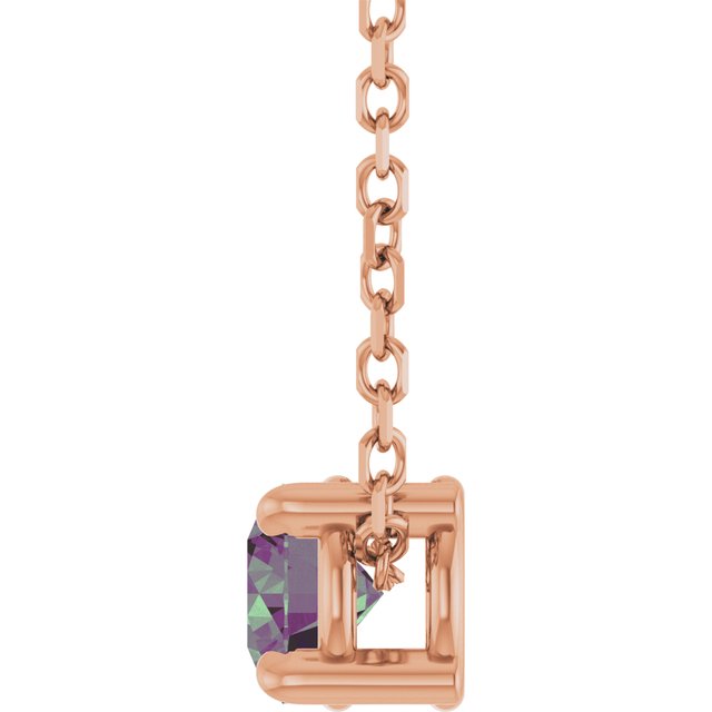 14K Rose 4 mm Lab-Grown Alexandrite 16-18" Necklace
