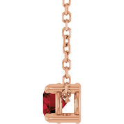 14K Rose 4 mm Natural Mozambique Garnet 16-18" Necklace