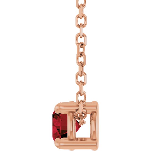 14K Rose 4 mm Natural Mozambique Garnet 16-18" Necklace
