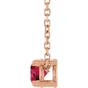 14K Rose 4 mm Lab-Grown Ruby 16-18" Necklace
