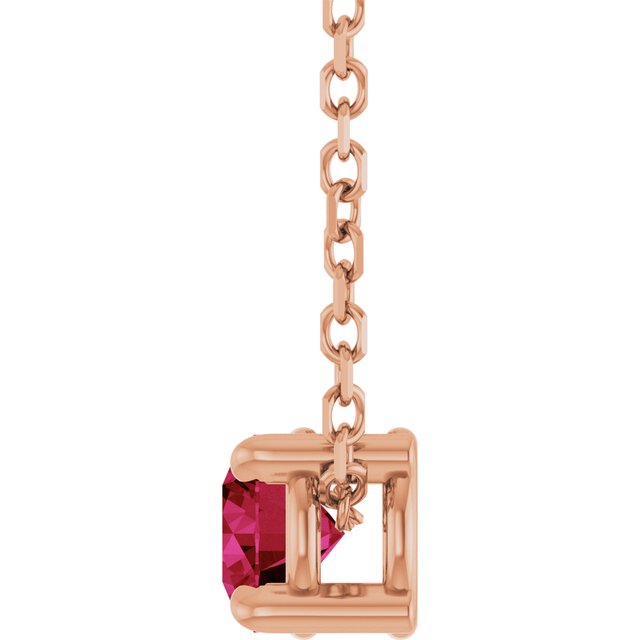 14K Rose 4 mm Lab-Grown Ruby 16-18" Necklace