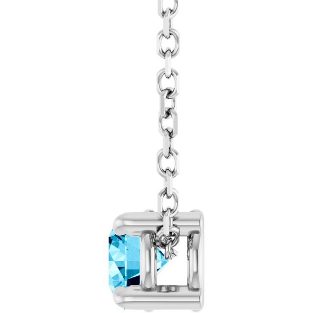 Platinum 4 mm Natural Aquamarine 16-18" Necklace