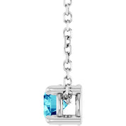 14K White 4 mm Natural Blue Zircon 16-18" Necklace