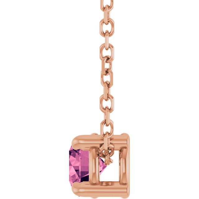 14K Rose 4 mm Natural Pink Tourmaline 16-18" Necklace