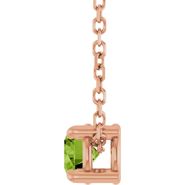 14K Rose 4 mm Natural Peridot 16-18" Necklace
