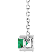 Sterling Silver 4 mm Lab-Grown Emerald 16-18" Necklace