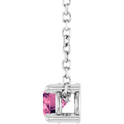 Sterling Silver 4 mm Natural Pink Tourmaline 16-18" Necklace