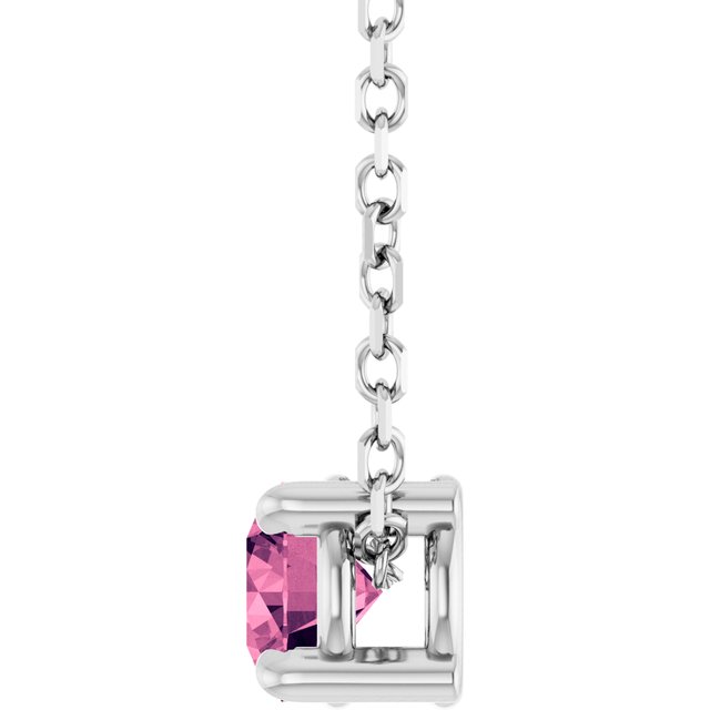 Sterling Silver 4 mm Natural Pink Tourmaline 16-18" Necklace