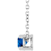 Sterling Silver 4 mm Lab-Grown Blue Sapphire 16-18" Necklace
